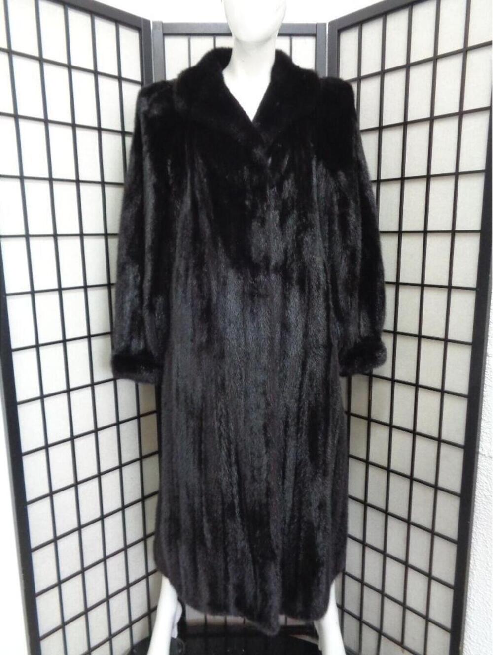 EXCELLENT CANADIAN BLACK MINK FUR COAT JACKET WOMEN WOMAN SIZE 8 MEDIUM